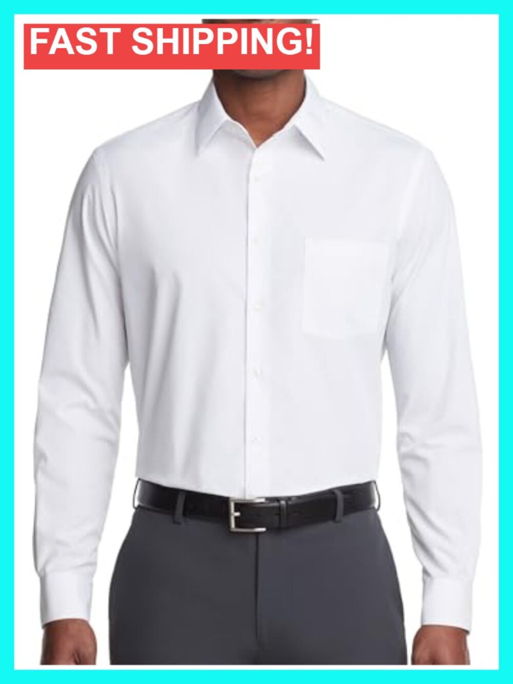 Regular Fit Poplin Button Down Dress Shirt Wrinkle Free Long Sleeve